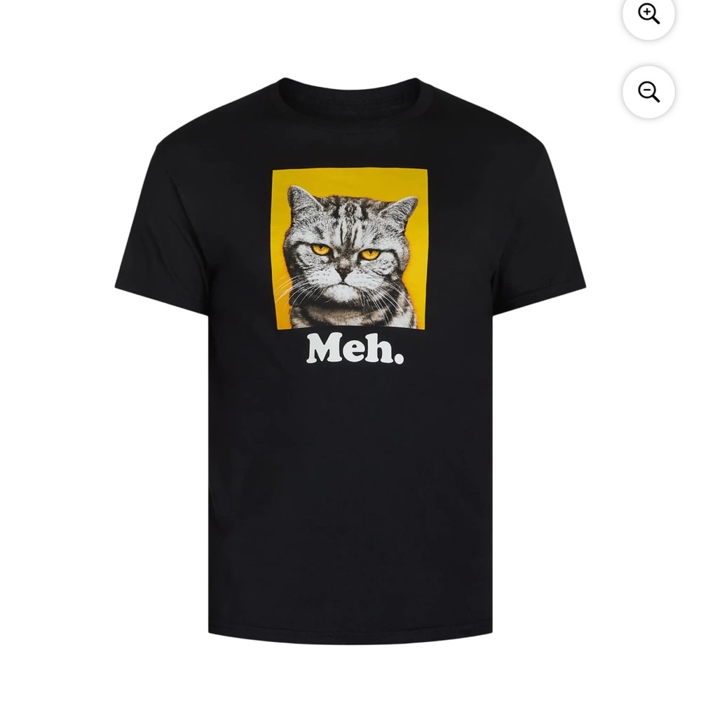 Men’s Black Cat T-Shirt with 'Meh' Design